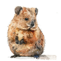 Canvas Print - A watercolor drawing of a Quokka, isolated on a white background. Quokka vector.