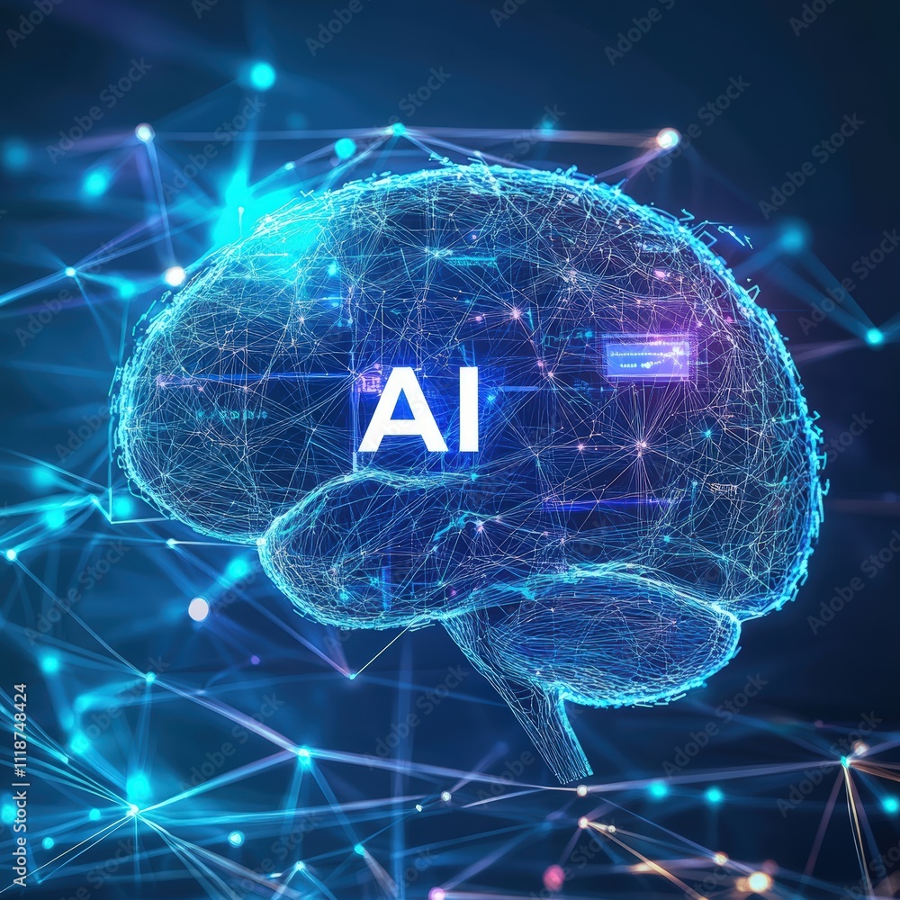 Ilustración de Stock Artificial Intelligence AI Brain Neural Network ...