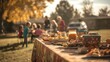 © Faith Stock - Community in harmony. A church potluck brings together families and friends, sharing food and fellowship in the afternoon sun.