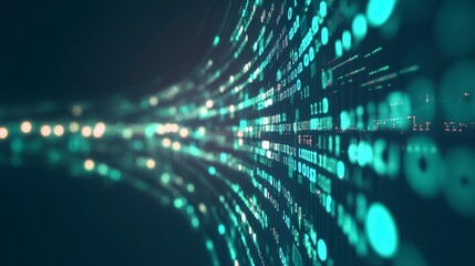 Abstract Teal Digital Data Flow Stream - Futuristic Technology Background