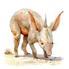 Canvas Print - A watercolor of an Aardvark, isolated on a white background. Aardvark vector.