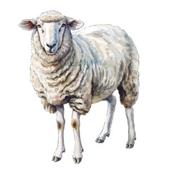 Canvas Print - A watercolor vector of a Sheep, isolated on a white background. Sheep vector.