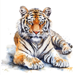 Canvas Print - A watercolor of a Tiger, isolated on a white background. Tiger vector.