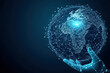 © PixelGallery - Digital World Map with Global Network in Hand. A modern visualization of a glowing globe with connected lines and points symbolizing global connectivity and innovation.