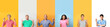 © Pixel-Shot - Collage of people with raised index fingers on color background