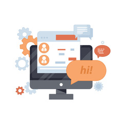 Wall Mural - Social networking concept icon. Social media concept banner. Flat style minimal vector illustration isolated on white background.