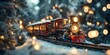 © gen_pick - Magical Winter Train Journey with Colorful Lights and Snowy Scenic Landscape