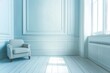 © siraphol - Minimalist Blue Room with Elegant Armchair by Generative Ai