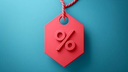 Stylized Percent Icon on a Price Tag, Representing Discount or Sale Offer with Bold, Eye-Catching Design Elements