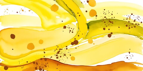 Wall Mural - Yellow spread of water color oil like liquid on white screen abstract background wallpaper