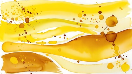 Wall Mural - Yellow spread of water color oil like liquid on white screen abstract background wallpaper