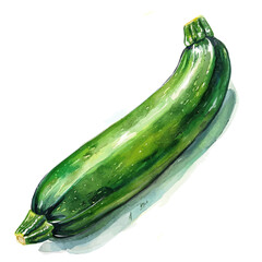 Wall Mural - A watercolor painting of a zucchini, isolated on a white background. Zucchini vector.