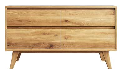 Wall Mural - Wooden dresser with minimalist design and storage, cut out - stock png.