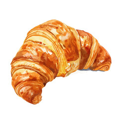 Wall Mural - A watercolor painting of a croissant, isolated on a white background. Croissant vector.