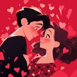 © John - Love-Struck Couple in a 2D Cartoon Heartscape