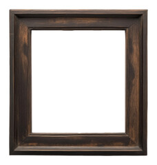 Wooden picture frame on transparent background