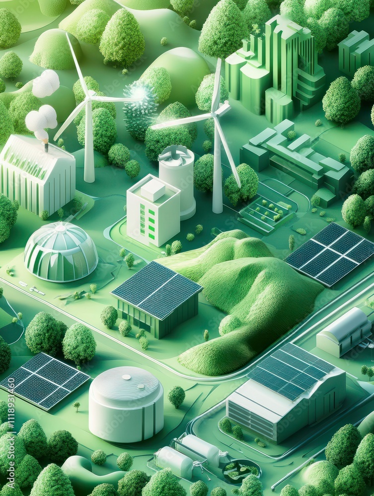 Smart green energy abstract concept vector illustration set ...