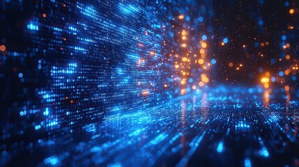Abstract digital background in blue and white with data technology elements and binary code