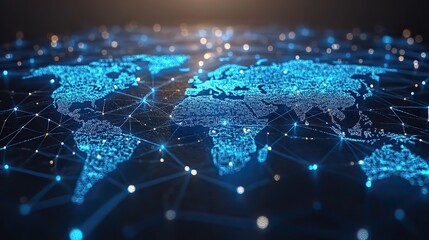 Abstract digital background with blue and white global network lines illustrating connectivity and technology on a light backdrop