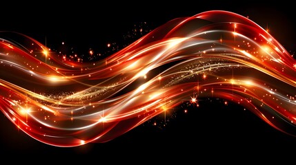 Wall Mural - Abstract red and gold glowing wave.
