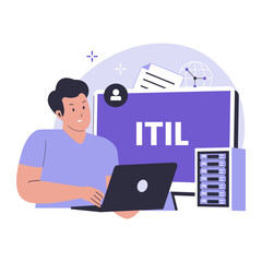 Wall Mural - Information technology infrastructure library. Illustrations for websites, landing pages, mobile apps, posters and banners. Trendy flat vector illustrations