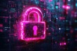 © zhuan - cybersecurity digital padlock neon technology cyberspace illustration