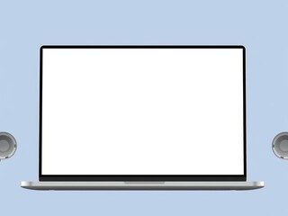 Wall Mural - laptop mockup with clear glass screen isolated on white background, digital, modern, device