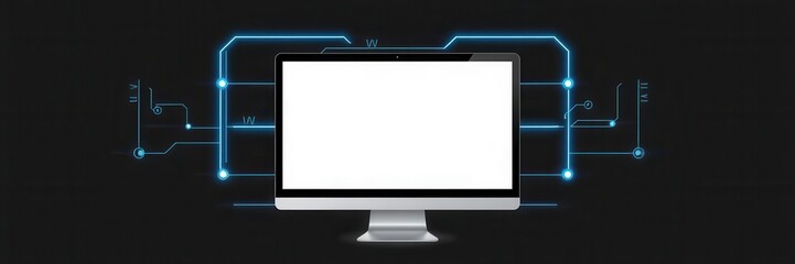 Wall Mural - laptop mock up with clear glass screen on white background, futuristic, design