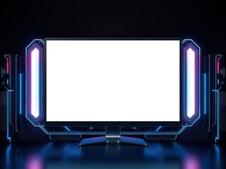Wall Mural - laptop mock up with translucent screen on white background, design, futuristic, computer