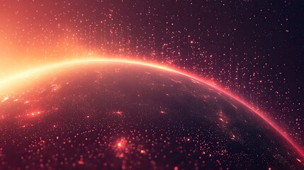 Wall Mural - red gradient background with dots forming the shape of planet earth