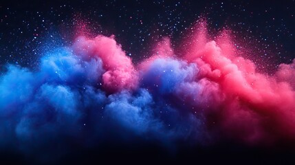 Wall Mural - red, white, and blue powder explodes on an isolated background, suitable for a national holiday desi