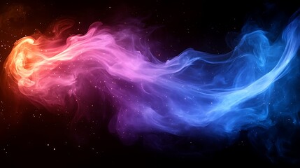 Wall Mural - abstract colorful smoke swirls on black background.