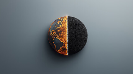 Leinwandbilder - powerful visual of Earth, half fiery and half dark, showcasing contrasting elements of nature. This striking image evokes sense of wonder and contemplation about our planet future