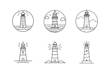lighthouse icon line art vector illustration