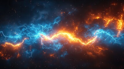 Wall Mural - vivid blue lightning bolts crackle against a dark, abstract background, illuminating the scene with 