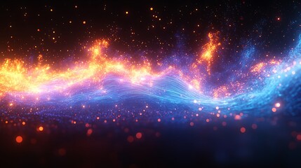 Wall Mural - abstract fiery and icy wave energy flow.