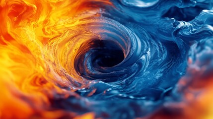 Poster - Vortex of Fire and Ice Swirling Abstract Design in Dynamic Colors