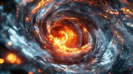Fototapete - Fiery Swirling Vortex with Glowing Orange and Blue Colors
