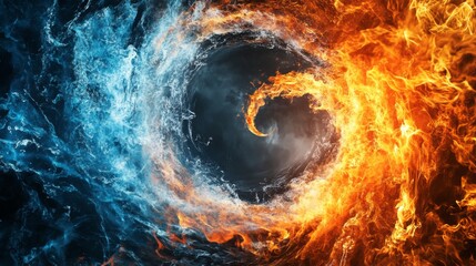 Aufkleber - Dynamic Elements of Fire and Water Creating a Spiraling Effect