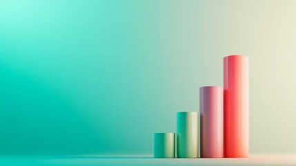 Fototapete - Colorful abstract growth bar graph on a soft gradient background