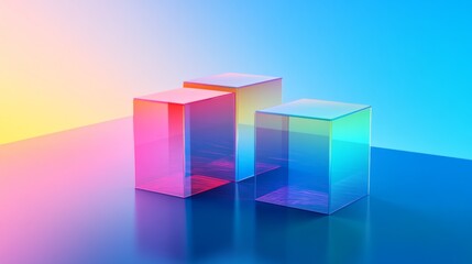 Leinwandbilder - Colorful Transparent Cubes on a Gradient Background for Design Use