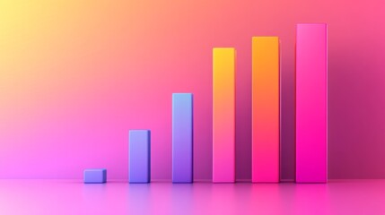 Fototapete - Colorful Bar Graph Representation of Growth in Business Finance