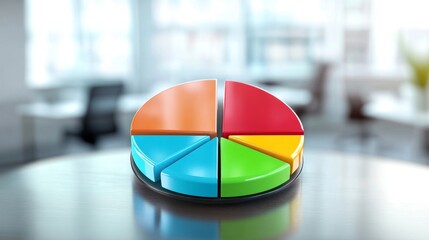 Aufkleber - Colorful Pie Chart Model on Table in Modern Office Environment