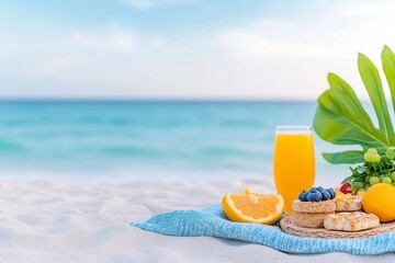 Sunrise Beach Picnic with Fruit Pastries and Relaxation for Travel