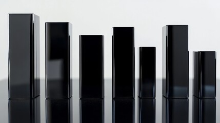 Aufkleber - Minimalist Black Rectangles in Progressive Sizes on Reflective Surface