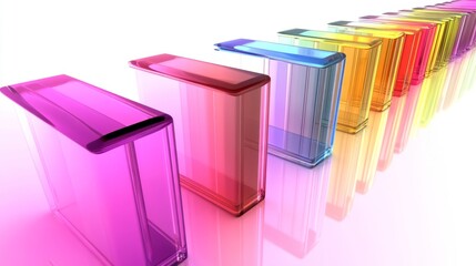 Poster - Colorful Transparent Boxes in a Gradient Arrangement on Surface