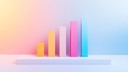 Fototapete - Colorful Bar Graph Representation of Financial Growth and Success