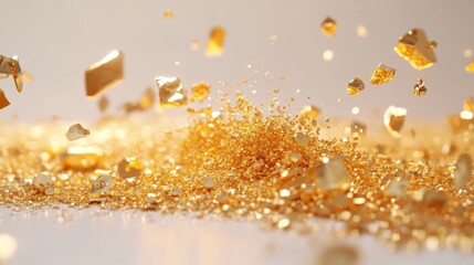 Aufkleber - Golden particles scatter and create dynamic shimmering texture