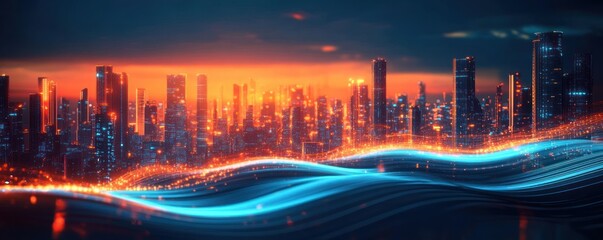 Futuristic Digital Background for Data Transmission Neural Networks AI Communication Coding Research and Multimedia