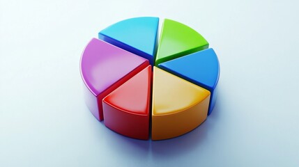Aufkleber - Colorful Pie Chart Segments on a Smooth Surface Background